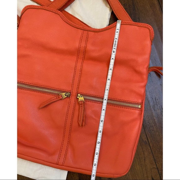 Fossil Erin Foldover Leather Tote in Coral - Picture 5 of 10